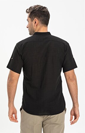 Kısa Kol Şile Bezi Bodrum Erkek T-Shirt Siyah