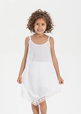 Çağla Şile Bezi Kız Çocuk Elbise Beyaz Byz