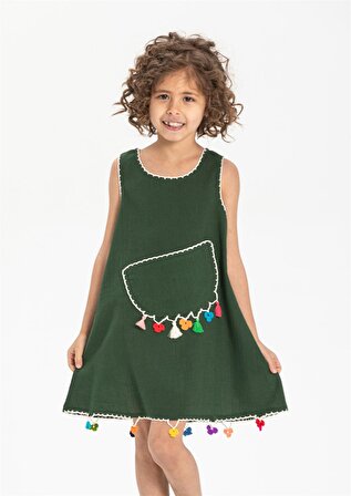 Mine Şile Bezi Çocuk Elbise Yeşil Ysl