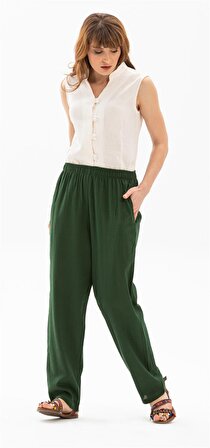Şile Bezi Kadın Şalvar Pantolon Yeşil Ysl