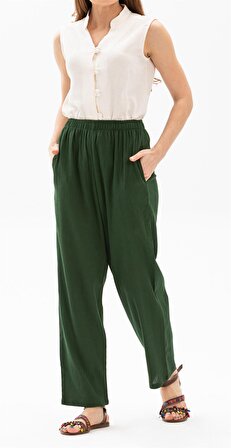 Şile Bezi Kadın Şalvar Pantolon Yeşil Ysl