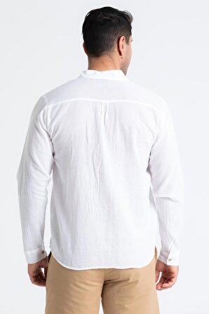 Uzun Kol Poplin Akdeniz Erkek Gömlek Beyaz Byz