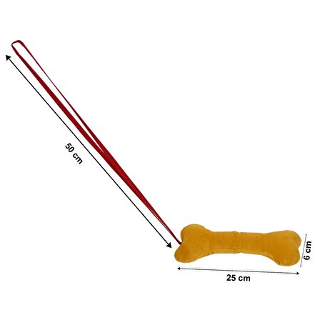 Köpek Kemik Oyuncak İpli Çekiştirmeli Kumaş Elyaf Dolgulu Boy 25 cm En 6 cm