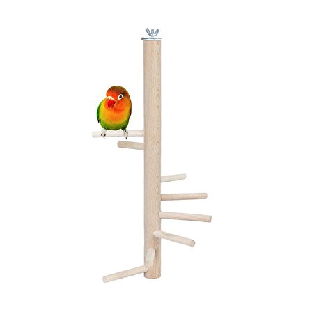 Ağaç Sopalı Kuş Merdiveni Tüneği Kuş Parkuru Tünek Döner Kuş Merdiven Boy 30 cm