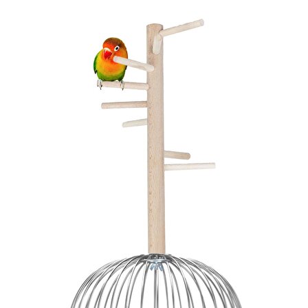 Ağaç Sopalı Kuş Merdiveni Tüneği Kuş Parkuru Tünek Döner Kuş Merdiven Boy 30 cm