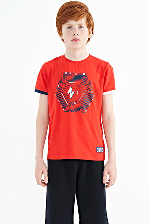 Fiesta Kol Ucu Renkli Detaylı Baskılı Standart Kalıp Erkek Çocuk T-Shirt - 11156 | 6-7 Yaş