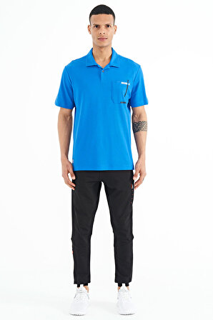 Saks Cep Detaylı Baskılı Standart Kalıp Polo Yaka Erkek T-Shirt - 88241 | XXL