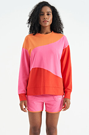 Oranj Çok Renkli Oversize Basic Kadın Sweatshirt - 02278 | S