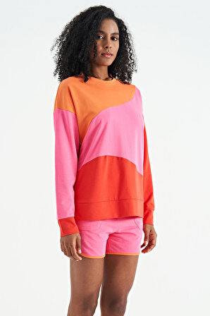 Oranj Çok Renkli Oversize Basic Kadın Sweatshirt - 02278 | S