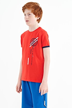 Fiesta Baskı Detaylı O Yaka Standart Kalıp Erkek Çocuk T-Shirt - 11131 | 11-12 Yaş