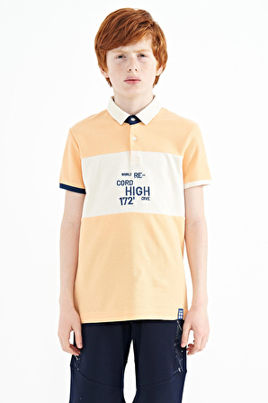 Kavun Içi Renk Geçişli Nakış Detaylı Standart Kalıp Polo Yaka Erkek Çocuk T-Shirt - 11110