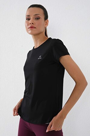 Siyah Basic Kısa Kol Standart Kalıp O Yaka Kadın T-Shirt - 97144 | M