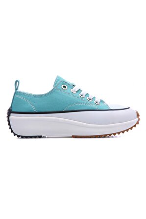 Su Yeşili Bağcıklı Yüksek Taban Günlük Kadın Spor Ayakkabı - 89070 | 39