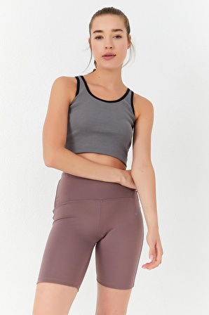 Çağla Basic Sıfır Kol Dar Kalıp U Yaka Kadın Crop Top - 97162 | M