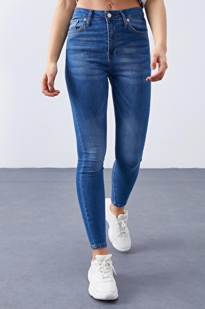 Açık Mavi Yüksek Bel Dar Kalıp Kadın Skinny Jean  - 94613 | 28