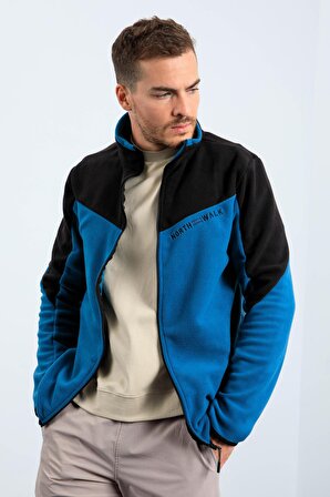 Zümrüt İki Renkli Fermuarlı Dik Yaka Standart Kalıp Erkek Sweatshirt Polar - 87994 | XXL