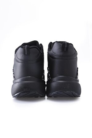 Siyah Yüksek Bilekli Şeritli Yüksek Taban Erkek Spor Ayakkabı - 89094 | 41