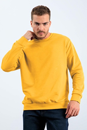 Hardal Basic O Yaka Rahat Form Erkek Sweatshirt - 88053 | XXL