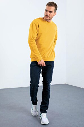 Hardal Basic O Yaka Rahat Form Erkek Sweatshirt - 88053 | XXL