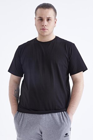 Siyah Basic Kısa Kol O Yaka Erkek Büyük Beden T-Shirt - 88072 | 3XL