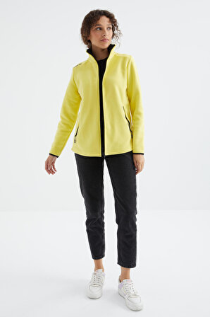 Limon Dik Yaka Fermuarlı Rahat Form Kadın Polar Sweatshirt - 97173 | XXL