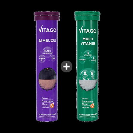2'li-Vitago Sambucus+Multivitamin,20'li Efervesan Tablet