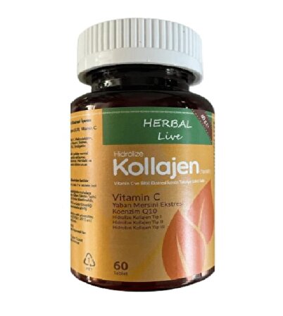 Herbal Live Kolajen Tip 123 60 Tablet Vitamin C Hyaluronik Asit Saç Deri Eklem Sağlığı