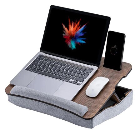LS031 - Minderli Eğim Ayarlanabilir 13" ve 15.6" Laptop Sehpası Taşınabilir Telefon Bölmeli Masa