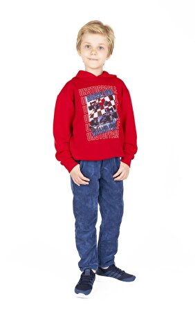Erkek Çocuk Kapüşonlu Baskılı Sweatshirt