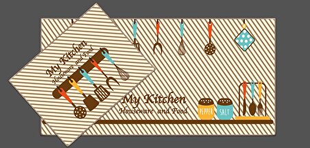 Diadora Dekoratif İkili Tezgah Önü Mutfak Paspası