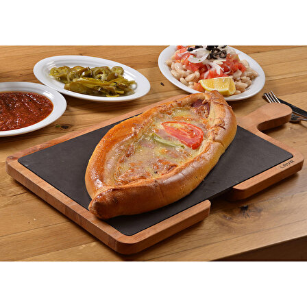 Lava Döküm Ahşap ve Döküm Demir Hot Plate Servis Tahtası. Ölçü 22x33cm.