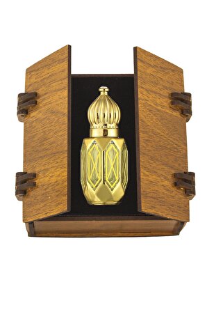 Makamı İbrahim Kokusu 6Ml Premium Gold Rollon Cam Parfüm Şişe Ve Kadife Süngerli Ceviz Ahşap Kutu
