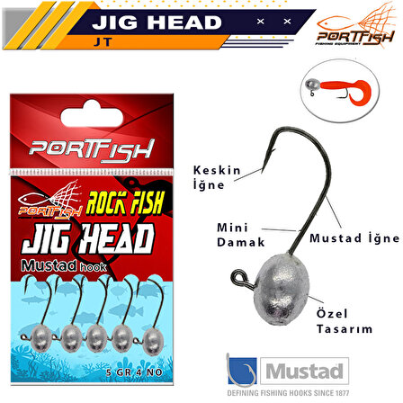Portfish Jig Head Mustad İğneli 1,5GR 5’li PAKET