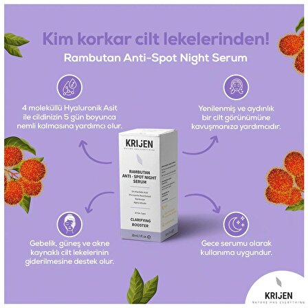 Rambutan Anti - Spot Cilt Tonu Eşitleyici Gece Serum | %5 Mandelic Acid + %5 Meyan Kökü Ekstraktı