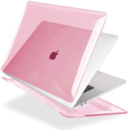 Apple 13" Macbook Air A2337 M1 Kristal Pembe Kılıf Koruyucu + Ekran Filmi