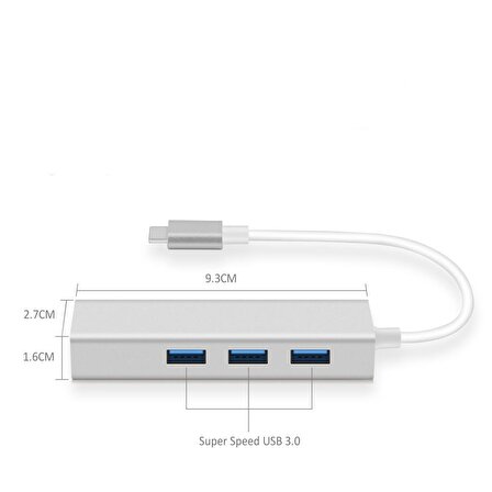 Codegen Type C USB 3.1 – 3Port USB 3.0+ RJ45 Gigabit Ethernet Çoklayıcı Hub CDG-CNV85