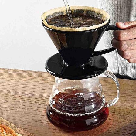 Epinox Seramik Dripper Kahve Demleme Siyah FSS-2
