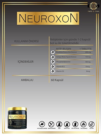 HERBES NEUROXON Adaptojen Nootropic 60Kapsül Fosfotidilserin Rhodiola Rosea Ginkgo Biloba VitB12