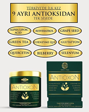 ANTIOXON Antioksidan Koenzim Q10 Glutatyon Selenyum Resveratrol Quercetin Alfa Lipoik Asit