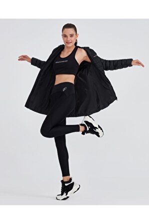 Skechers Kadın Mont W Essential Maxi Length Hooded Jacket Kadın Siyah Mont S212005-001