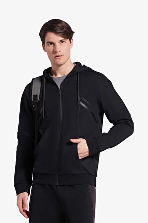 Skechers M 2Xı-Lock Pu Printed Full Zip Hoodie Sweatshirt Siyah Erkek Sweatshirt S231076-001