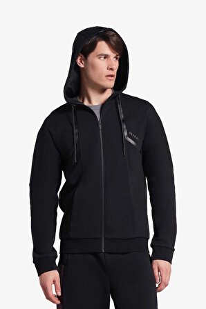Skechers M 2Xı-Lock Pu Printed Full Zip Hoodie Sweatshirt Siyah Erkek Sweatshirt S231076-001
