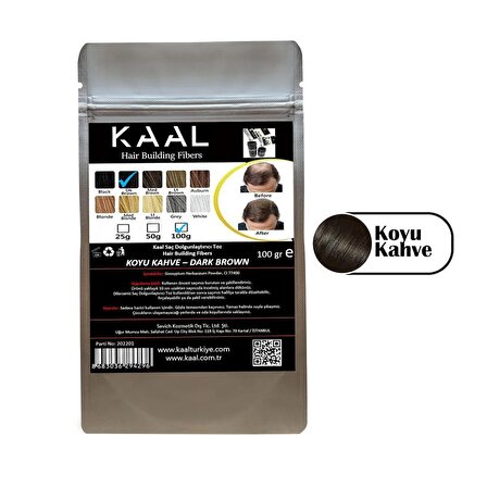 Sevich Kaal 100 Gr Koyu Kahve ( Dark Brown ) Renk Saç Tozu Saç Fiberi Keratin