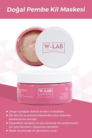 W-Lab Kozmetik Arındırıcı Antioksidan Pembe Kil Maskesi 250 ML