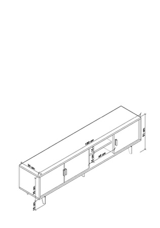 Marin Tv Ünitesi Tv Sehpası 180 cm , Raflı , Atlantik Çam (Ceviz)