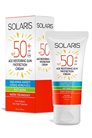 Solaris Age Restoring Sun Protection 50+ Faktör Yaşlanma Karşıtı Tüm Cilt Tipleri İçin Renksiz Yüz Güneş Koruyucu Krem 50 ml