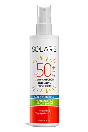 Solaris 50+ Faktör Nemlendirici Tüm Cilt Tipleri İçin Renksiz Güneş Koruyucu Sprey 200 ml