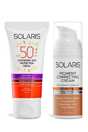 Solaris Lightening Sun Protection-Pigment Correcting 50+ Faktör Aydınlatıcı-Leke Karşıtı Tüm Cilt Tipleri İçin Renksiz Yüz Güneş Koruyucu Krem 100 ml