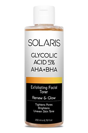 Solaris Gözenek Sikilastirici Ve Arindirici Tonik 200 ml Glycolic Acid 5% Aha Bha