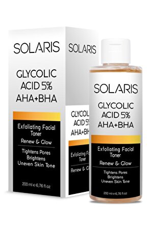 Solaris Gözenek Sikilastirici Ve Arindirici Tonik 200 ml Glycolic Acid 5% Aha Bha